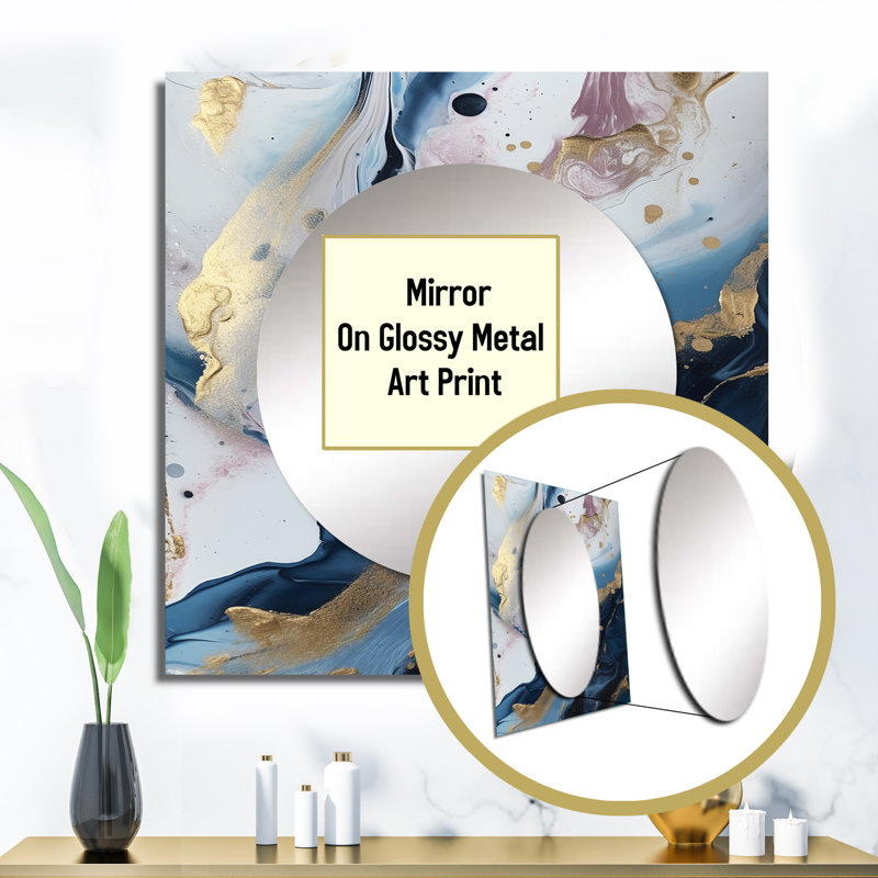 Gervis - Grand miroir mural carré en marbre abstrait pour chambre à coucher, 36 po x 36 po