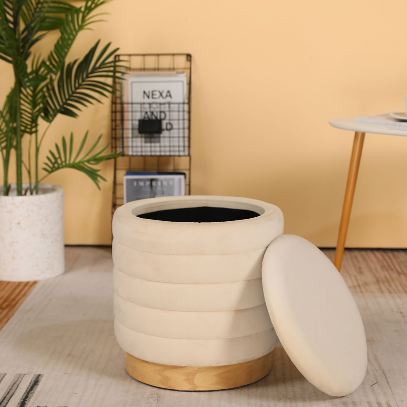 Hartville 42cm Wide Tufted Round Ottoman with Storage
