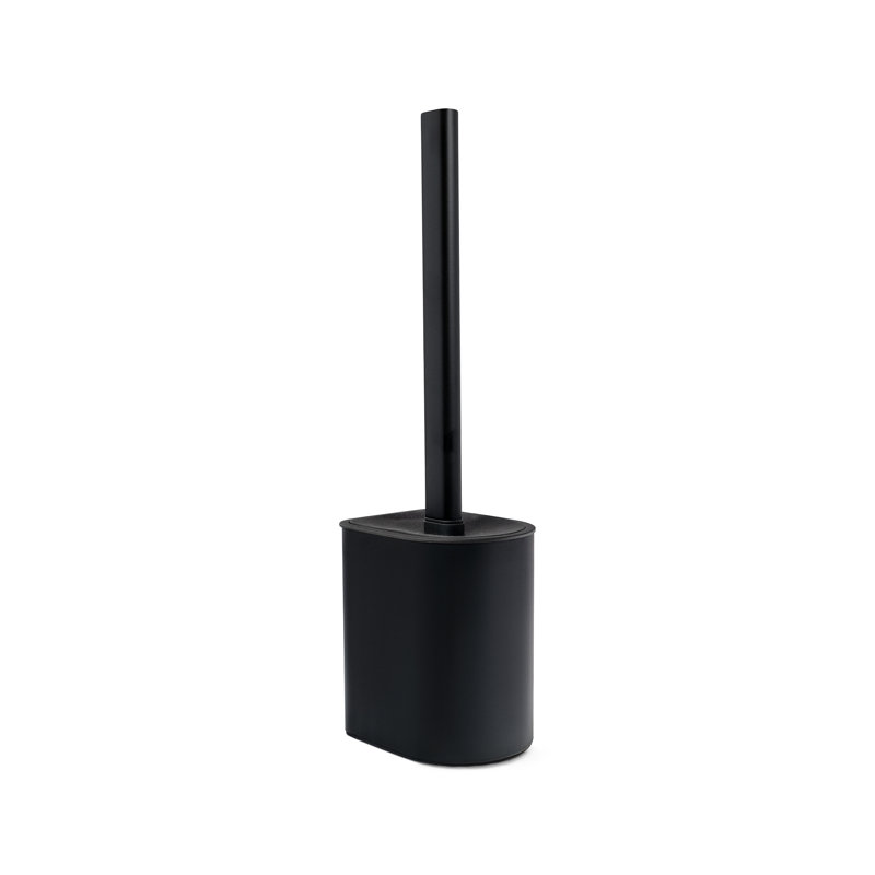 Porte-brosse de toilette arqué en métal 16 po avec base lestée et poils en silicone Acento, noir mat, Noir mat