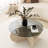 Modern Coffee Table with 100% Glass Top, 29.5 in Diameter x 13.8 in Height | Durable Melamine Coated Particle Board Base in Travertine & Fume Colors | Elegant Marble Design for Stylish Living Rooms & Offices-536257851