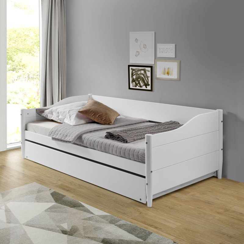 Anayelli Solid Wood Classic Daybed with Trundle, White