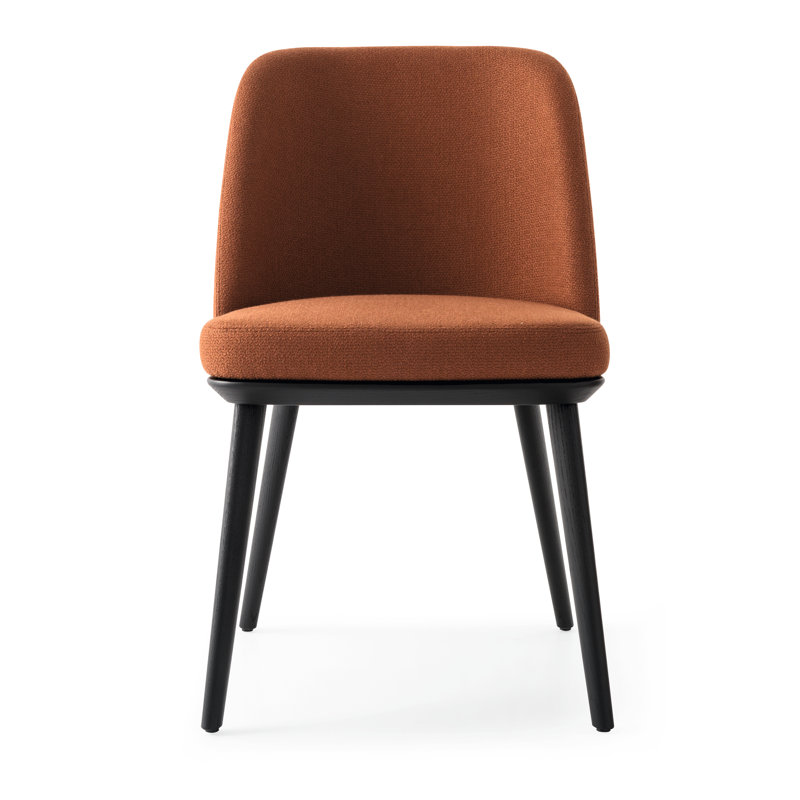 Foyer Upholstered Dining Chair with Wooden Base, Anouk Taupe, Matt Black