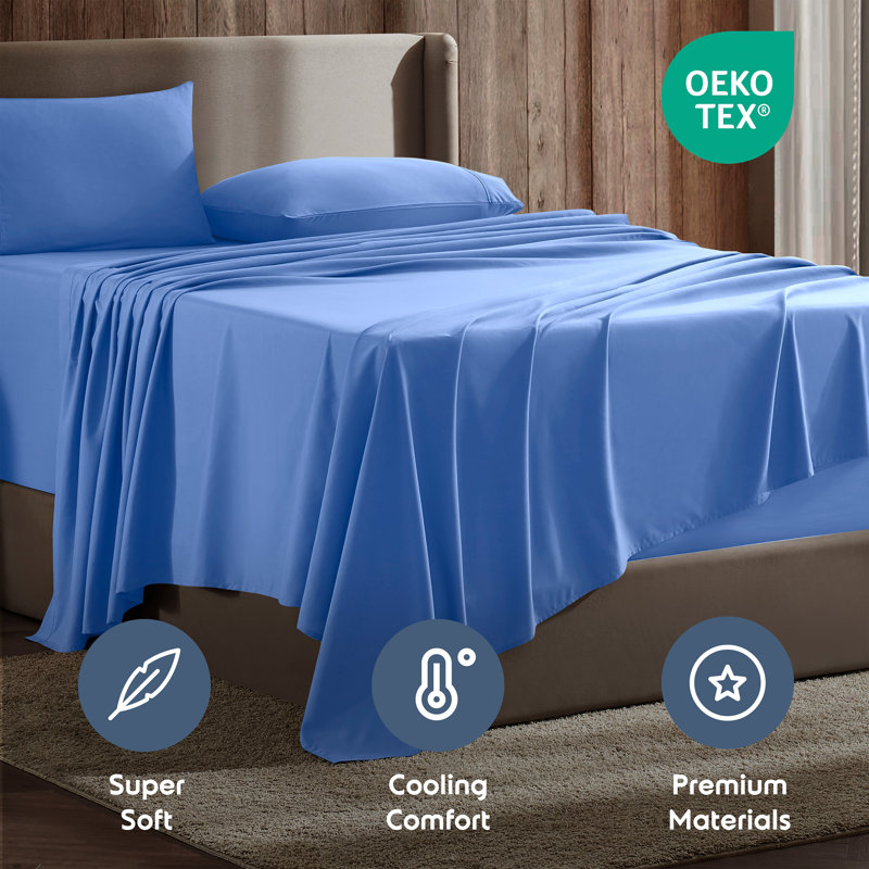 Luxury Collection Classic Smooth Thread Sheet Set, Split King, Lagoon Blue