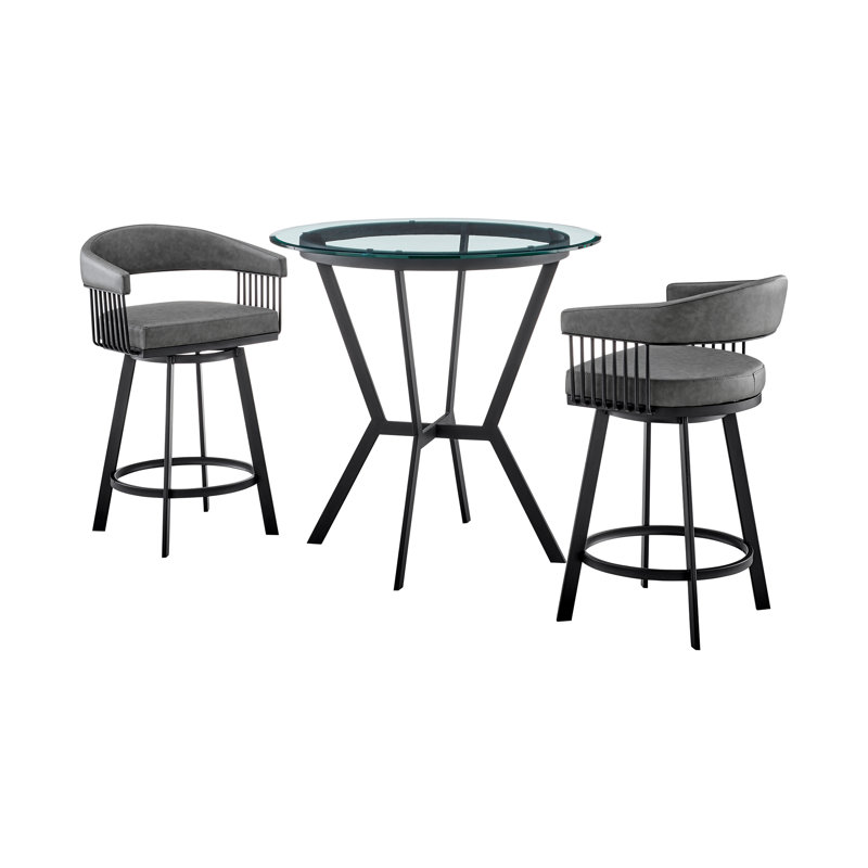 Naomi & Chelsea Glass Top Four Leg Dining Set, Silver, 3