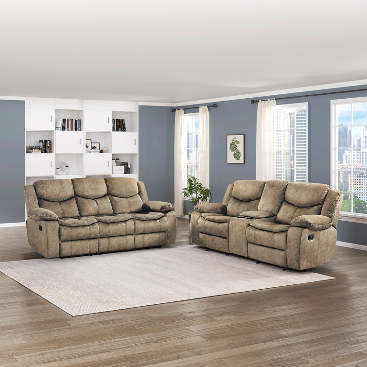 Hanhalyn 2-Piece Microfiber Manual Reclining Living Room Set