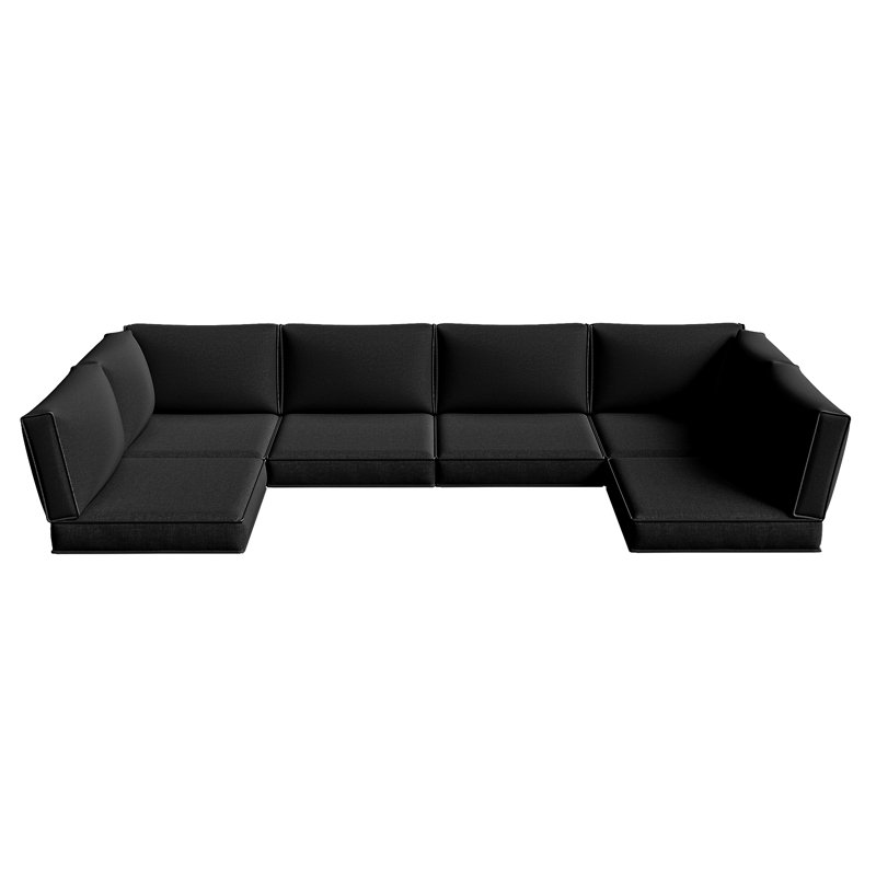 14-pcs 4" Thick Patio Cushion Covers – Water-resistant Replacements For 6-seat Sectional Sofa, Black