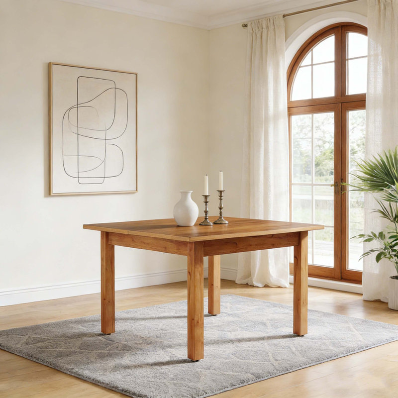 Table de salle à manger carrée avec pieds en bois massif pour la cuisine, Noyer