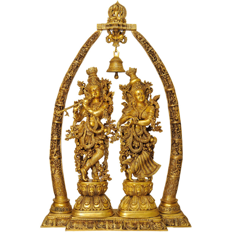 Grande taille Radha Krishna avec arche montrant Krishna Leela
