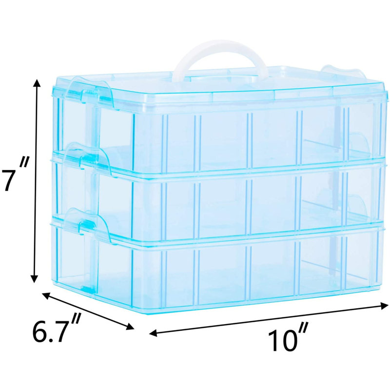 3-Tier Plastic Art Carrying Case, Blue