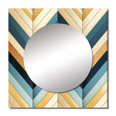 Beige Chevron Mosaic Fusion Mirror