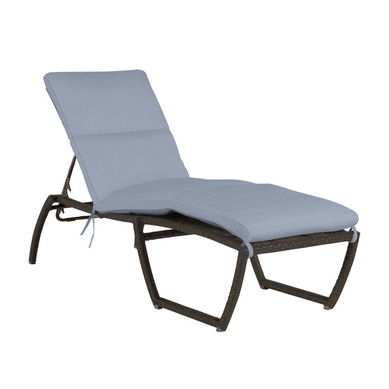 Skye 80.5" Long Reclining Single Chaise with Cushions, No Welt, Arbor Chambray Dove Sunbrella®, Black Walnut