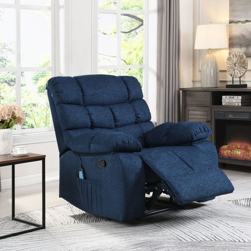 Teriona Recliner, Navy Blue Fabric