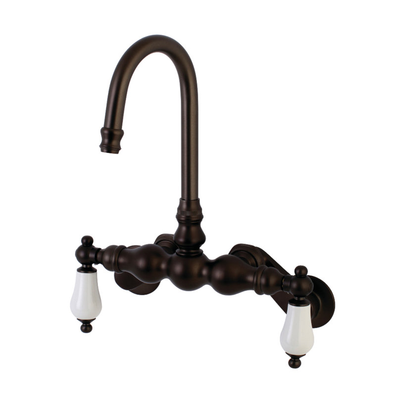 Kingston Brass Aqua Vintage Two-Handle 2-Hole Tub Wall Mount Clawfoot Tub Faucet, Oil Rubbed Bronze