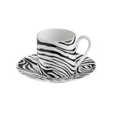 Coffee Cup & Saucer ZEBRAGE Set of 2 in Luxury Box diam. 2.3in, H 2.5in, Cap. 4 oz, Saucer diam. 4.75in