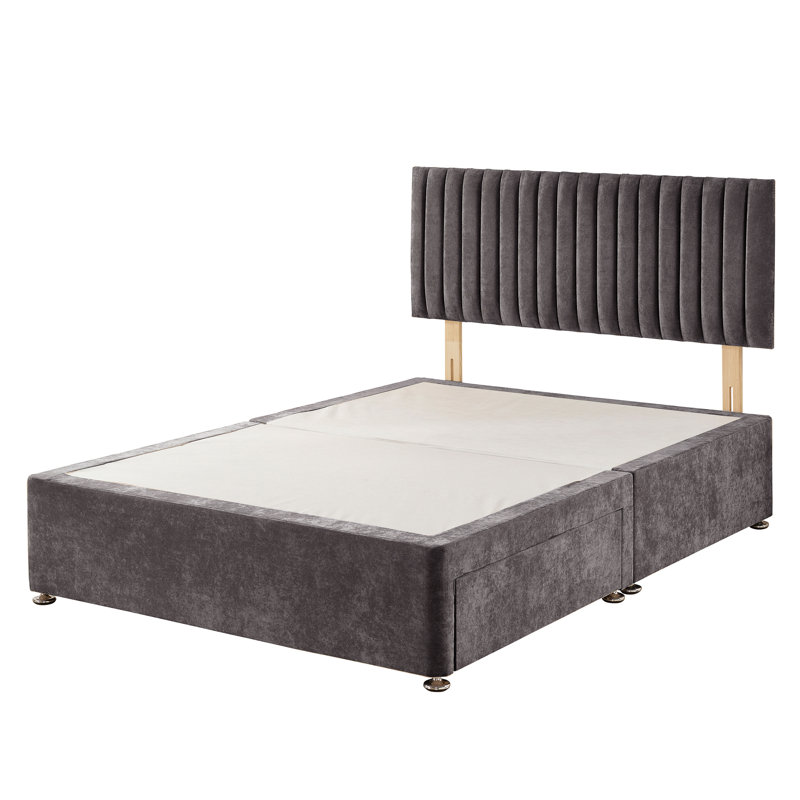Nameeta Divan Bed Base, No Drawers, Small Double (4'), Slate