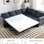 Lit 2 en 1, canapé-lit 6 places, canapé modulaire en L, gris, avec une assise confortable et confortable, tissu doux