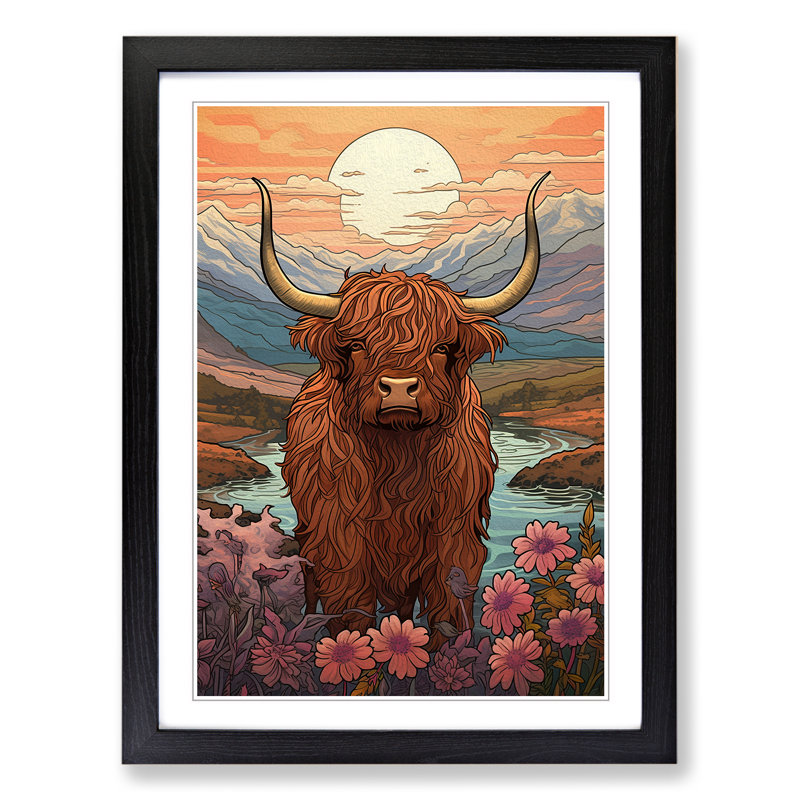 Highland Cow Nouveau - Framed Print