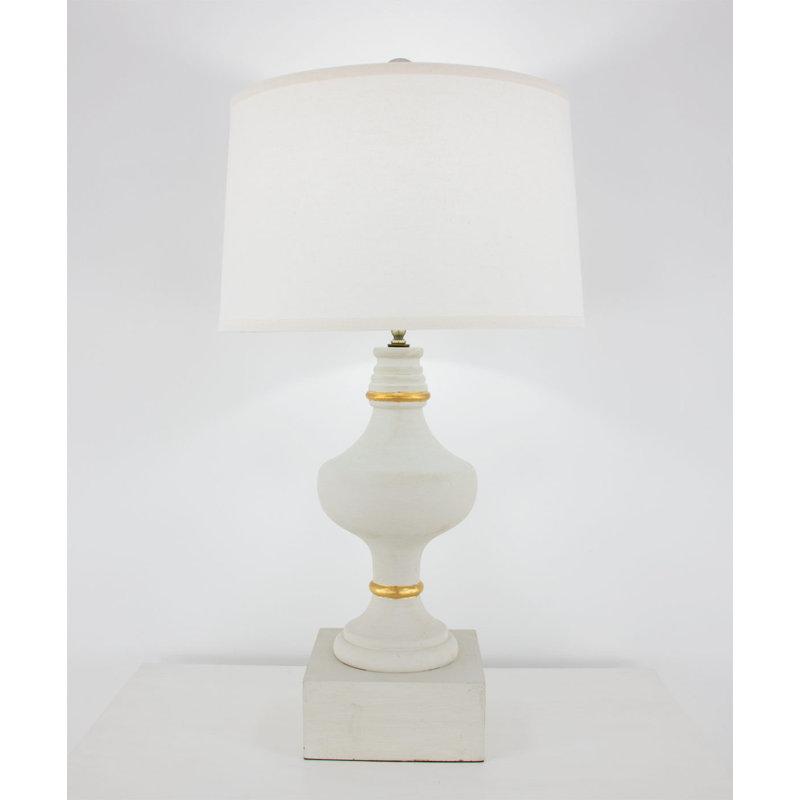 Epala Table Lamp, French Gray/Gold Leaf, White
