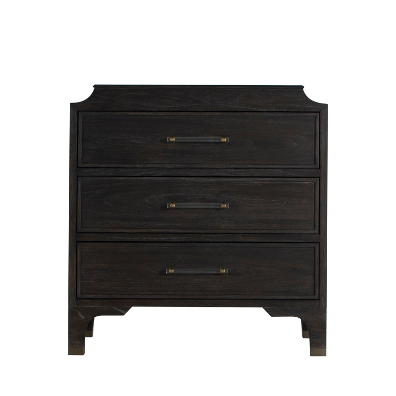 Commode 3 tiroirs en bois massif Alexandra, Noir