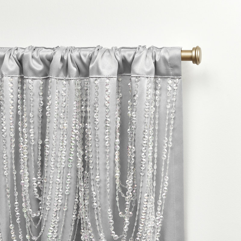 Silver Polyester Room Darkening Pleated Curtain Panels