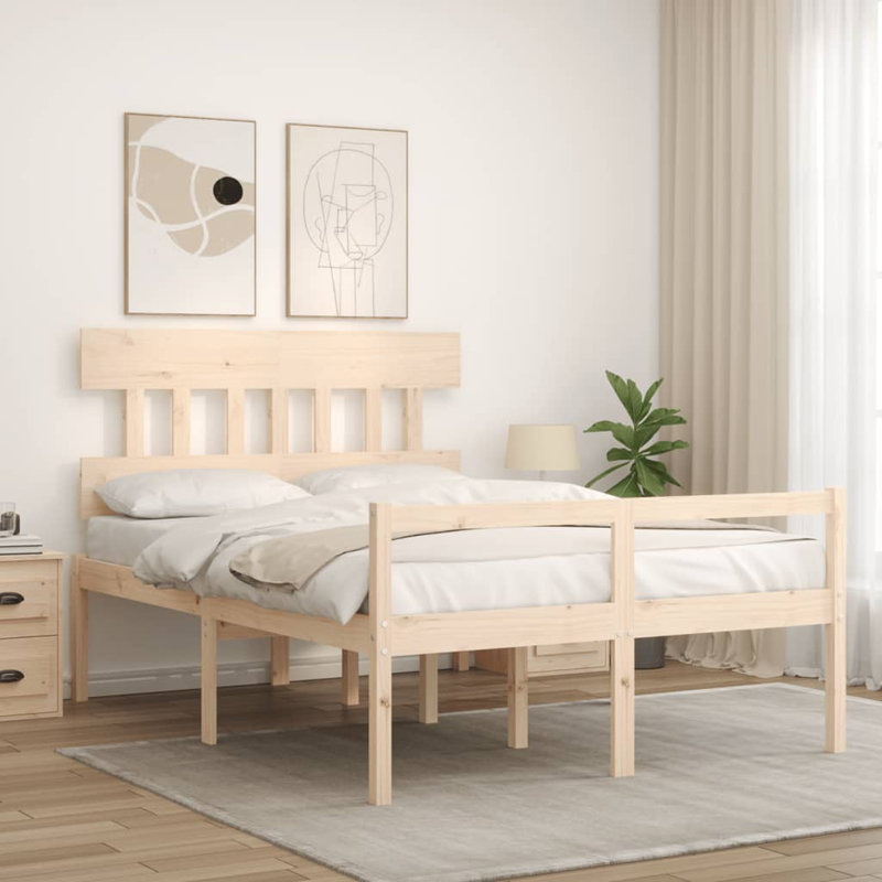 Bed Frame with Headboard, Small Double (4'), Brown