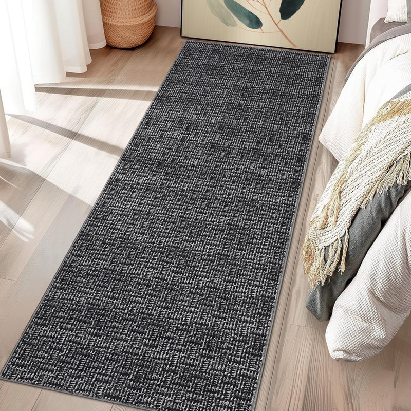 Washable Rug Imitation Braided Print Area Rug Non Slip Large Rug for Living Room Solid Printed Textured Rug Farmhouse Carpet Rug for Bedroom Dining Room