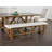 Modern Upholstery Bench With Cushion Rustic Style Trestle Base Upholstered Seat Brown And White Finish