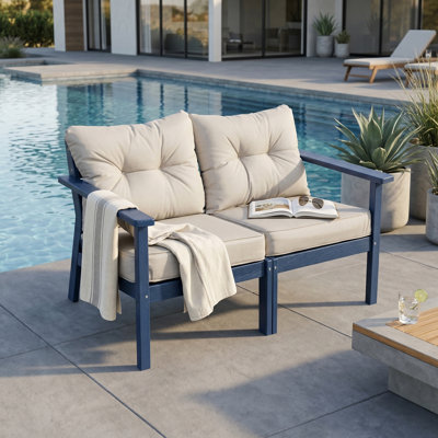 HDPE Outdoor 2-Person Loveseat With Cushions