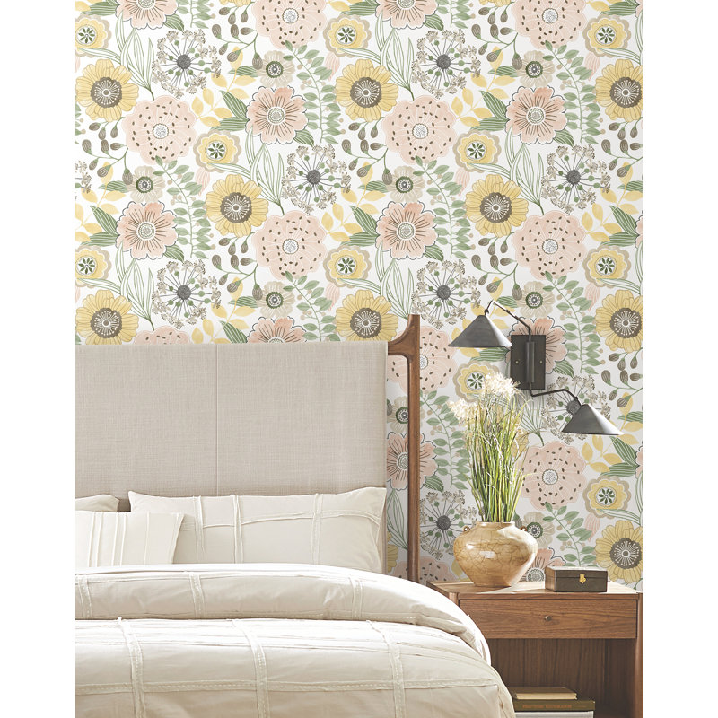 Papier peint artistique Bouquet neutre, Jaune
