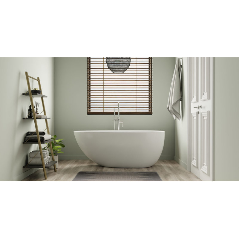 Baignoire autoportante en résine de trempage avec trop-plein et drain 58,2 "x 28,7" Badeloft BW-01-S-G en blanc brillant
