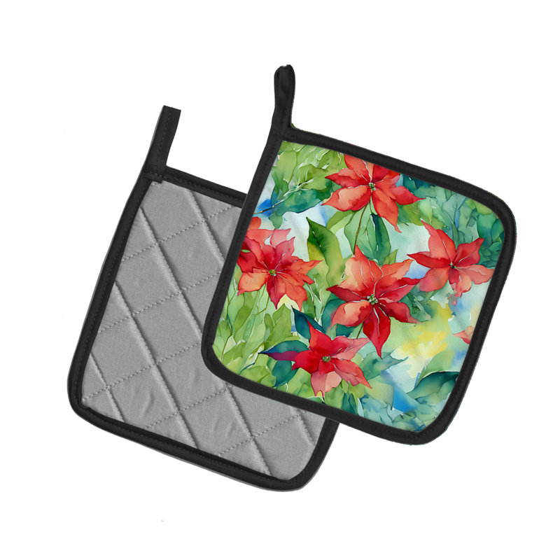 Caroline's Treasures Floral Polyester Potholder Set