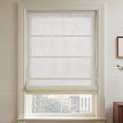 Emery Ivory Linen Blend Light Filtering 33x64" Cordless Roman Shade