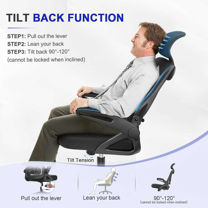 Ergonomic Office Chair, Computer Chair, Mesh Chair, Black