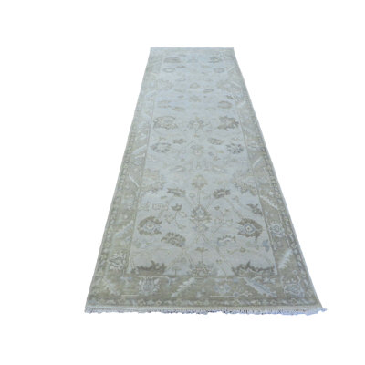 Tapis large noué à la main bleu ciel / brun clair Oushak
