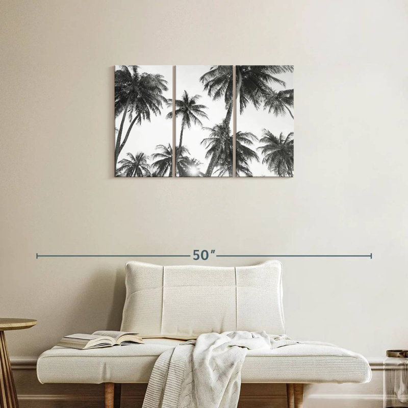 Harnek tropical en noir et blanc, H 20 po x l 33 po