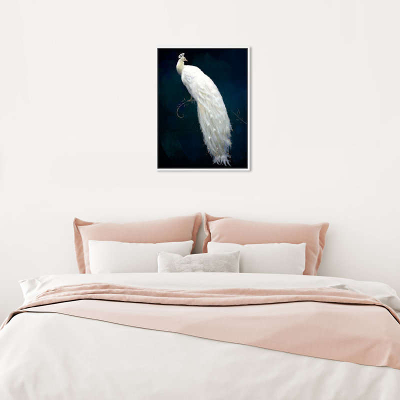 " Dressed In Feathers ", Picture Framed Canvas, 36" H x 24" W, White