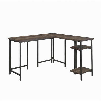 Bureau en L avec style rustique, finition brune