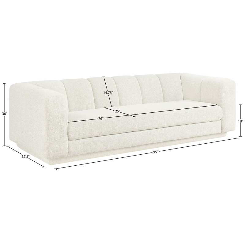 Canapé en tissu 95 po Chiquita, Tissu crème