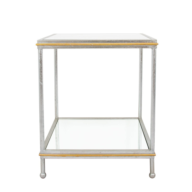 Lauren Glass End Table, Silver/Gold