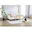 Lit de jour simple rembourré en velours beige, dossier capitonné nervuré, lit de jour au design somptueux et moderne, confort en mousse aux teintes riches