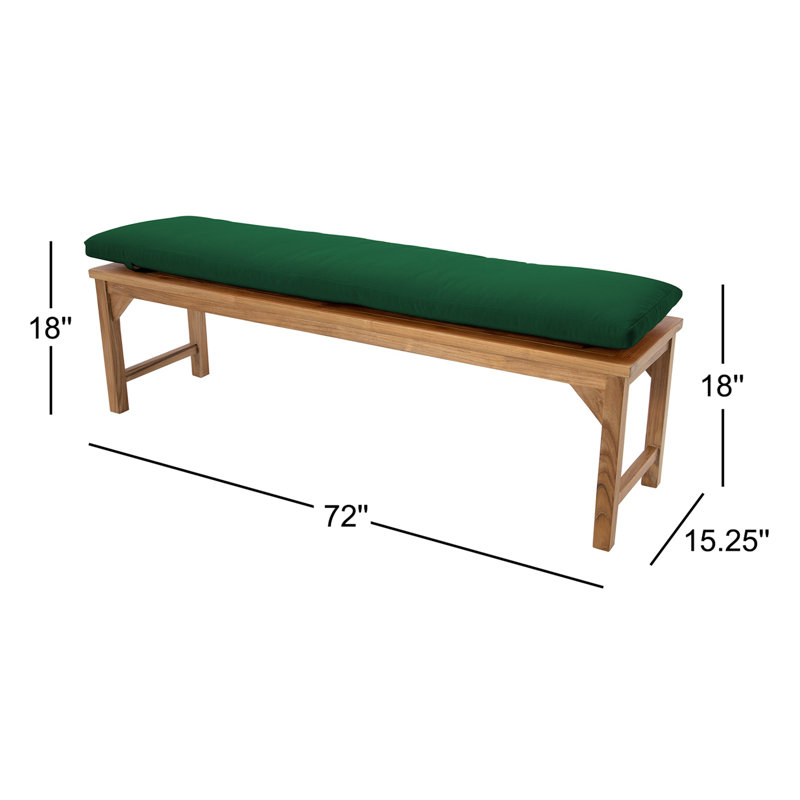 Banc de jardin en teck Velay, H 18 po x l 72 po x P 15,25 po, Vert forêt