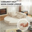 Canapé-lit 78,5 pouces en velours côtelé semi-circulaire 2 en 1, avec coussin pour le cou et cinq coussins décoratifs dans le salon-1205277034