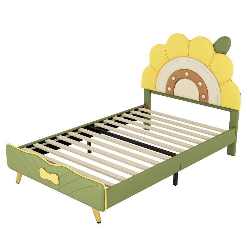 Lit plateforme tapissier avec tête de lit en forme de tournesol Adairsville, Simple