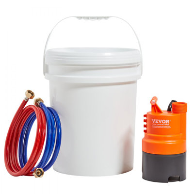 Tankless Water Heater Flushing Kit, Includes Efficient Pump & 5 Gallon Pail & 2 Hoses & Descaling Powder, Wrench and Adapter for Quick Install Easy to Start, Water Heater Flush Kit