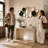 Caffe Abstract Mirrored Wall Décor with Black, White & Gold Accents, 49" Modern Wall Art