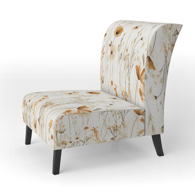 Wildflowers Upholstered Chair - Neutral Wildflower Field III Slipper Chair