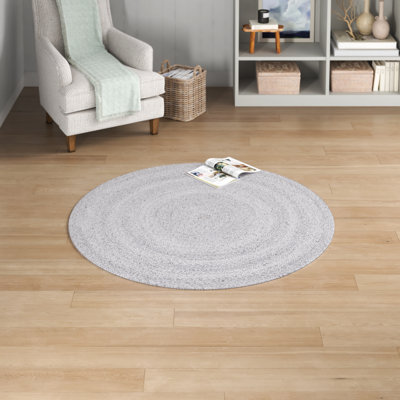 Round Yarmouth Hand Braided Gray Area Rug