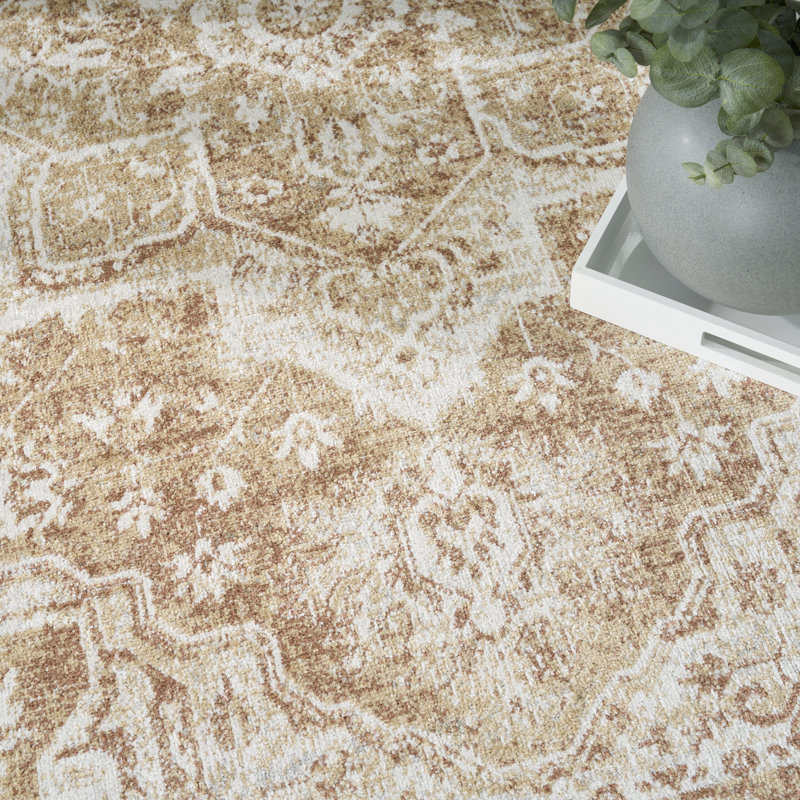 Bungalow Rose Covelle Machine Washable Rust Vintage Indoor Rug, Rectangle 6'7" x 9'