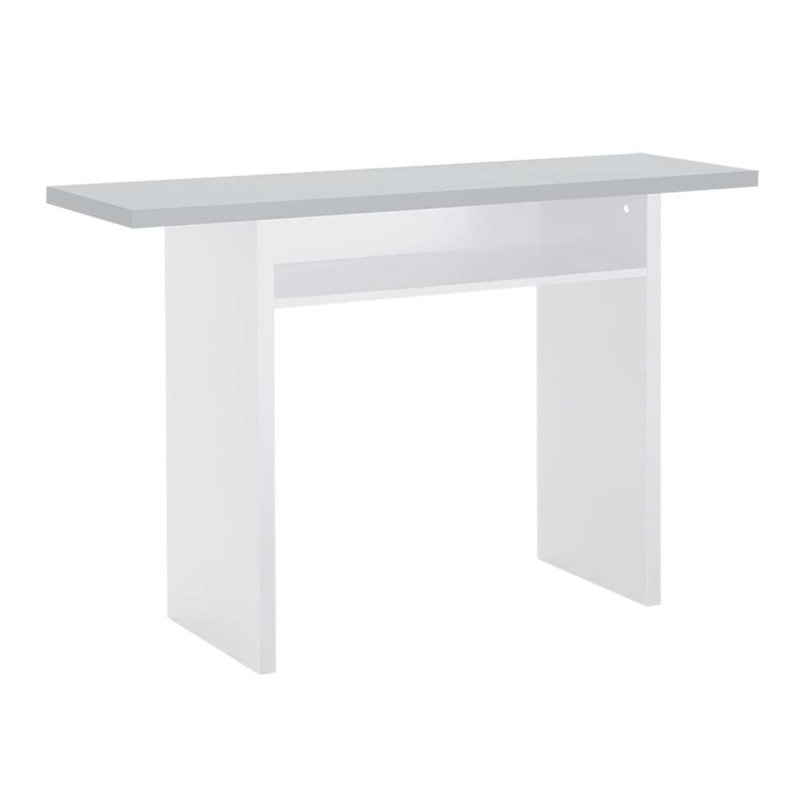Emar 120Cm Narrow Rectangular Console Table with Storage Shelf, Grey, White