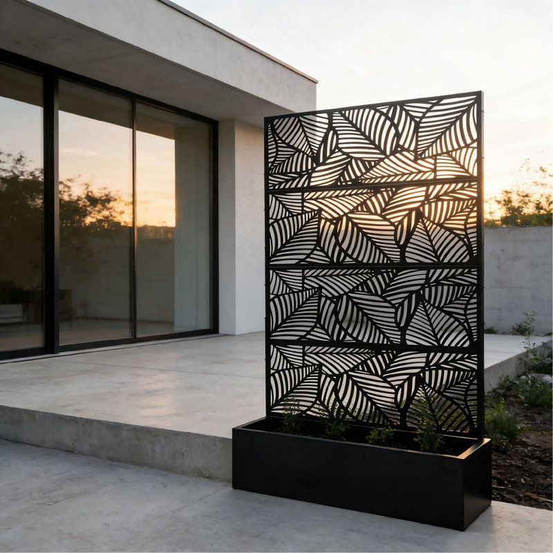 H 70,87 po x l 46,06 po avec moustiquaire et boîte à fleurs, pot de fleurs décoratif en métal sur pied pour terrasse et balcon